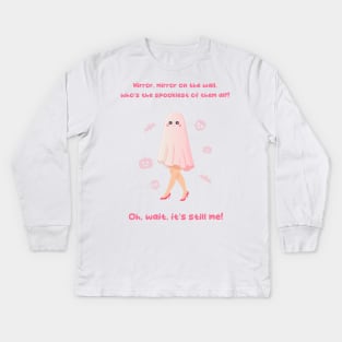 Halloween pink barbie lettering funny pink ghost Kids Long Sleeve T-Shirt